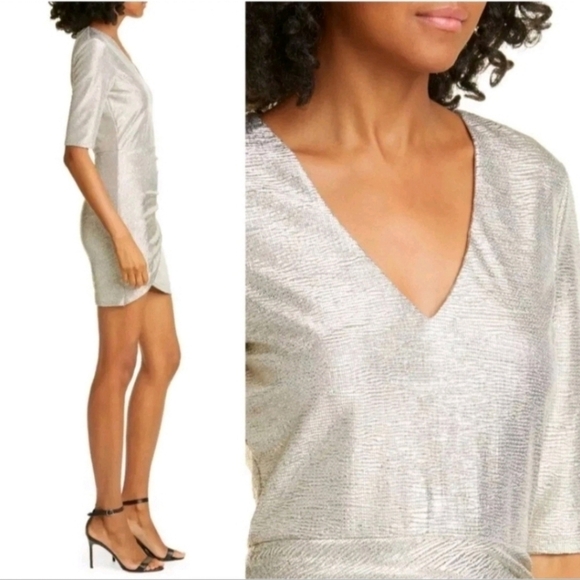 Alice + Olivia Judy dress with metallic  V-Neck Mini Dress 0 New without tags. - Picture 11 of 16